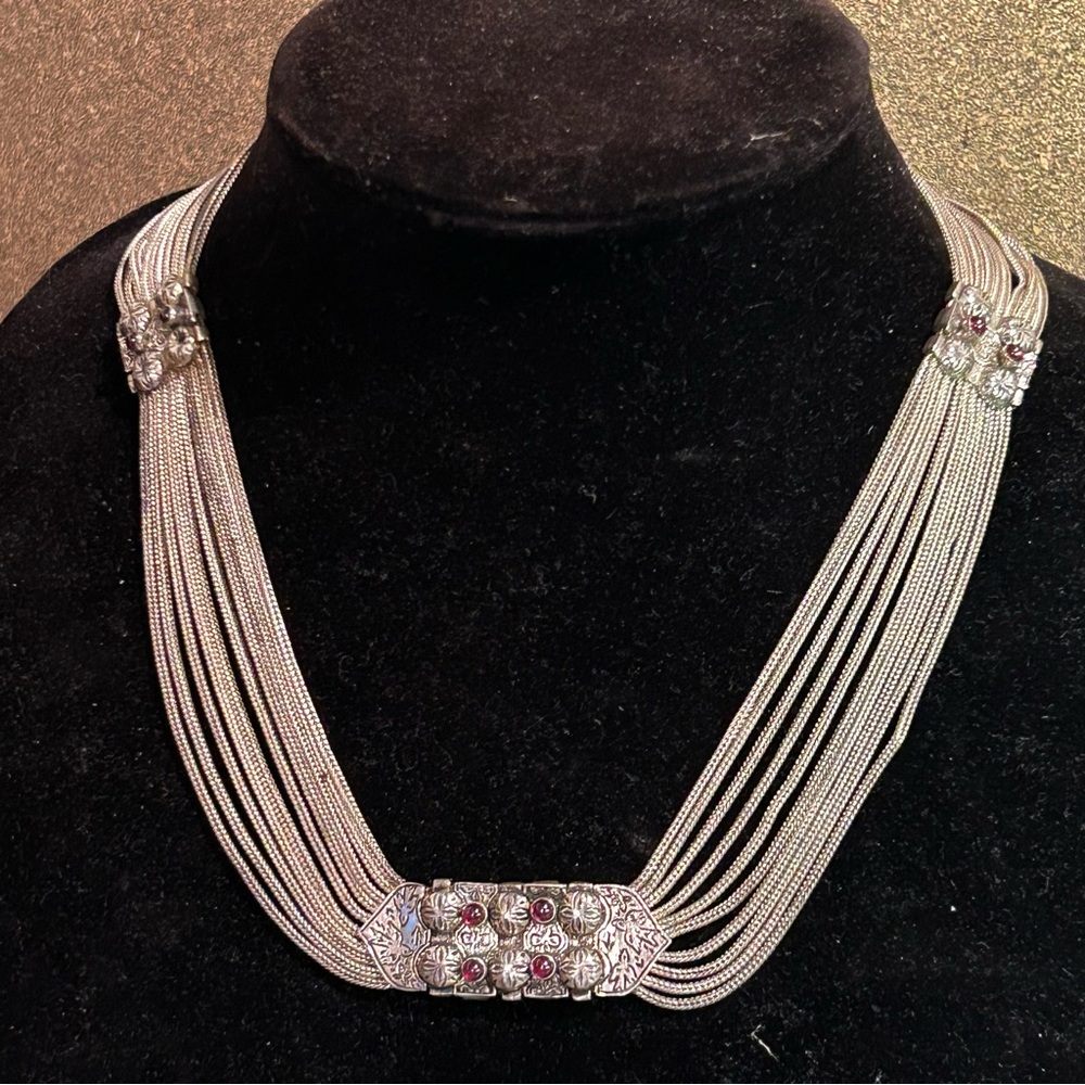 VINTAGE GOMOSEVI ANATOLI STERLING SILVER Tribal NECKLACE 925 signed